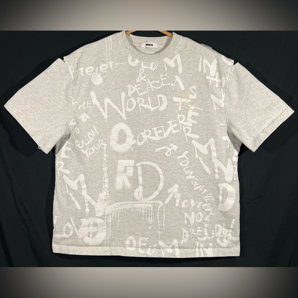 Mastermind World MMW Skull Crossbones Graphic T Shirt AOP White Oversized Medium